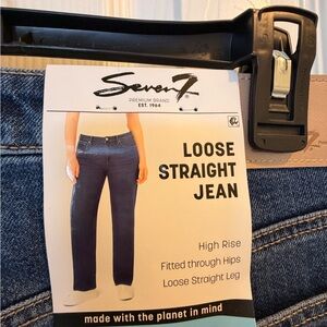Seven7 Loose Straight Jeans in Dark Blue Wash